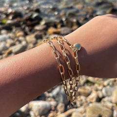 Gold - 3'lü Kalpli Zincir Bileklik