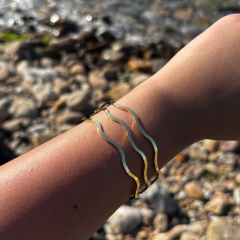 Gold - Çelik 3'lü Zikzak Desenli Ajda Bilezik