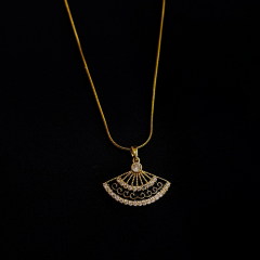 Gold - Siyah Yelpaze Kolye