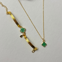 Yeşil Yonca (Kolye & Bileklik) Takı Seti