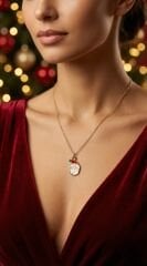 Yılbaşı Noel Baba Figürlü Sallantılı Çelik Kolye