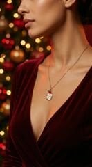 Yılbaşı Noel Baba Figürlü Sallantılı Çelik Kolye