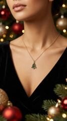 Yılbaşı Çam Ağacı Figürlü Sallantılı Çelik Kolye