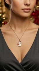 Yılbaşı  Kardan Adam Figürlü Sallantılı Çelik Kolye