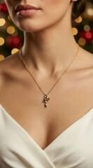 Yılbaşı  Baston Şeker Figürlü Sallantılı Çelik Kolye