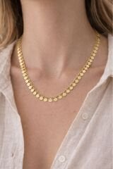 Çelik Pullu Altın Renk Kadın Kolye