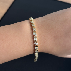 14K Altın Kaplama Yıldızlı Çift Sıra Bileklik