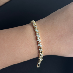 14K Altın Kaplama Yıldızlı Çift Sıra Bileklik